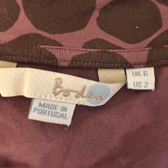 Boden Dark Plum Polka Dot Jersey Knit Stretch Dress, size 2 - Picture 4 of 5